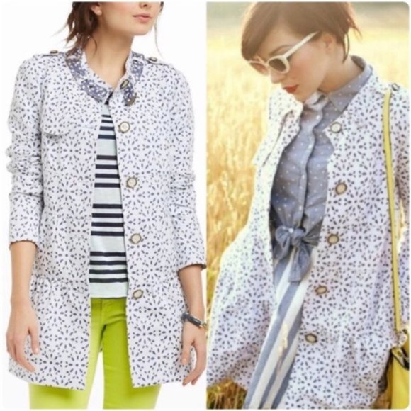 Anthropologie Jackets & Blazers - Anthropologie Elevenses Eyelet Print Trench Jacket(653)